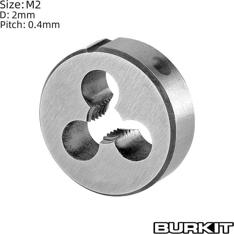 Burkit 2pcs Metric M2 Round Threading Die, M2 x 0.4 Machine Thread Die Right Hand - Image 2